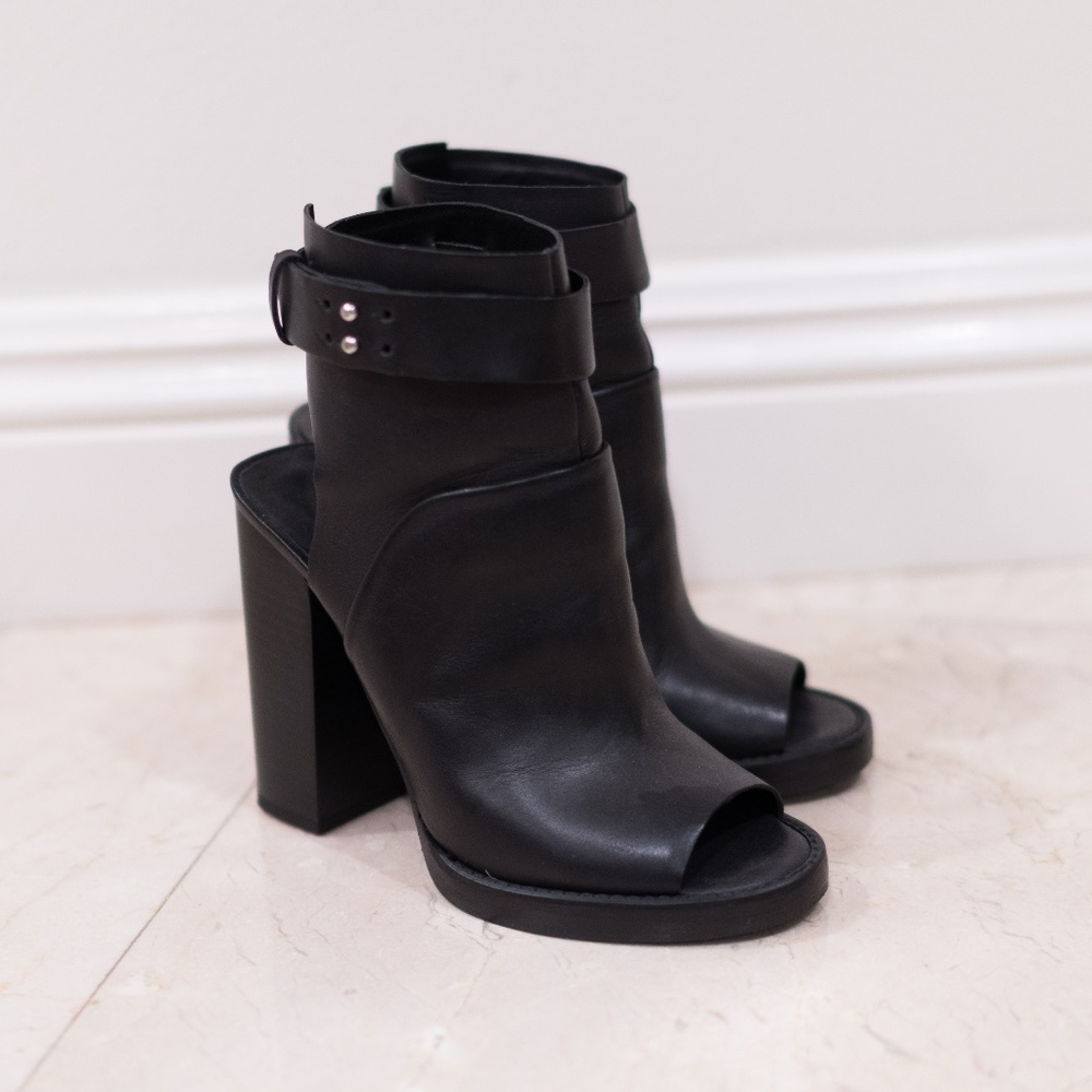 Zara Leather Peep Toe Ankle Boots